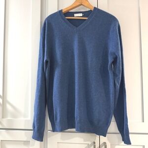 Biltmore 100% Cashmere V-Neck Sweater Blue‎ Heather Womens Medium